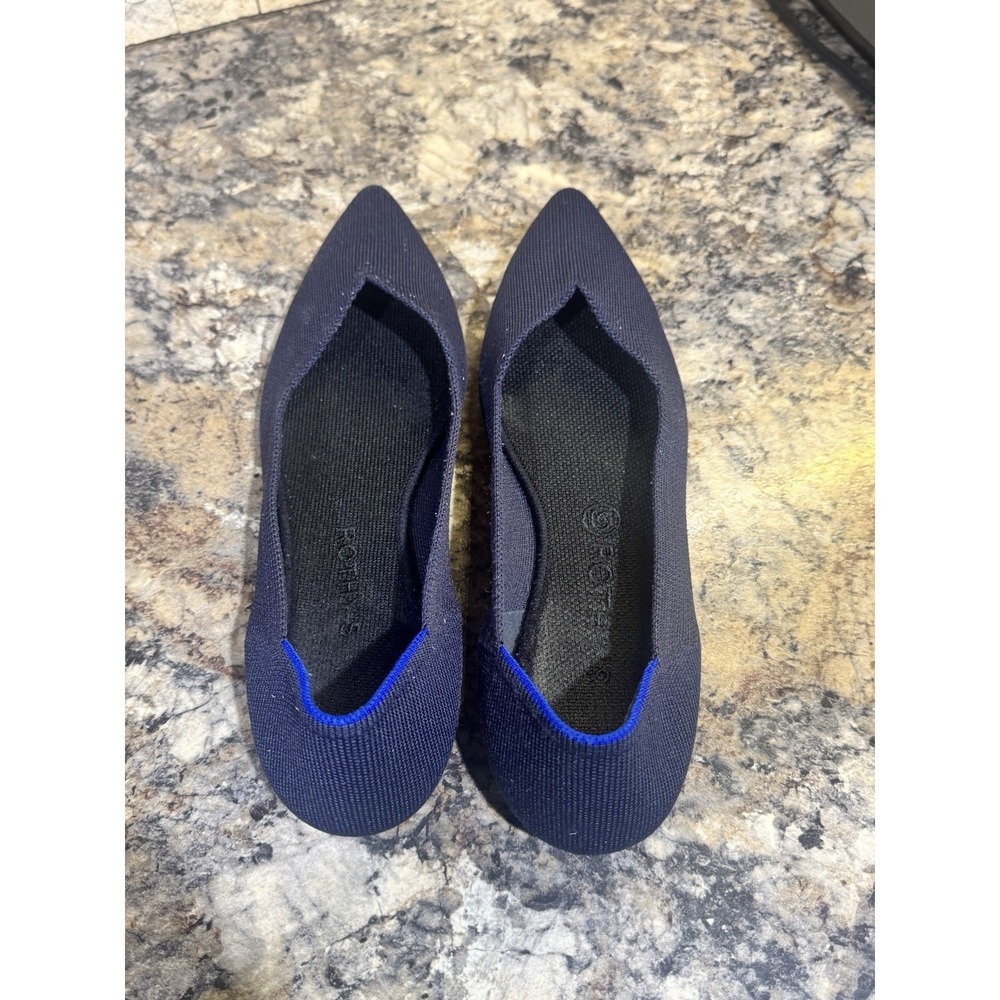 Rothy's The Point Womens US 11 Navy Blue Textile Flats Ballet Shoes Casual